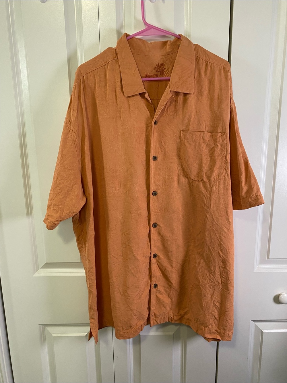 Tommy Bahamas Silk Button-Front Short Sleeve Shirt in Orange